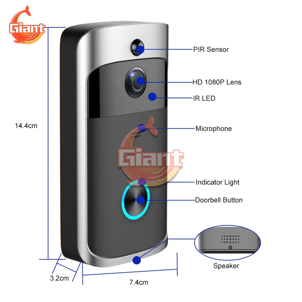 Waterproof Wireless Doorbell Remote Control Smart House Doorbell Wireless Call for Android iOS APP 18650 Battery Night Vision