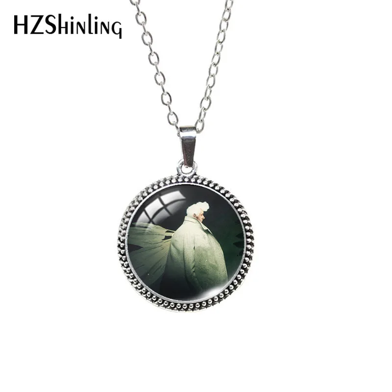 Antique Glass Necklace Good Omens Aziraphale Crowley Patterns Retro Necklace Dome Pendants Jewelry