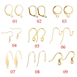Ganchos de acero inoxidable para hacer pendientes, accesorios de joyería, alambre para oreja, oro, bricolaje, 20 unidades por lote (10 pares)