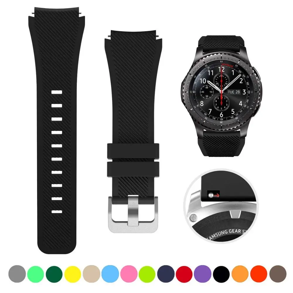 

22MM Silicone Band for Samsung galaxy watch 3 46mm soft silicone sport strap Compatible with Huawei Watch GT2 46mm /Amazfit 47mm