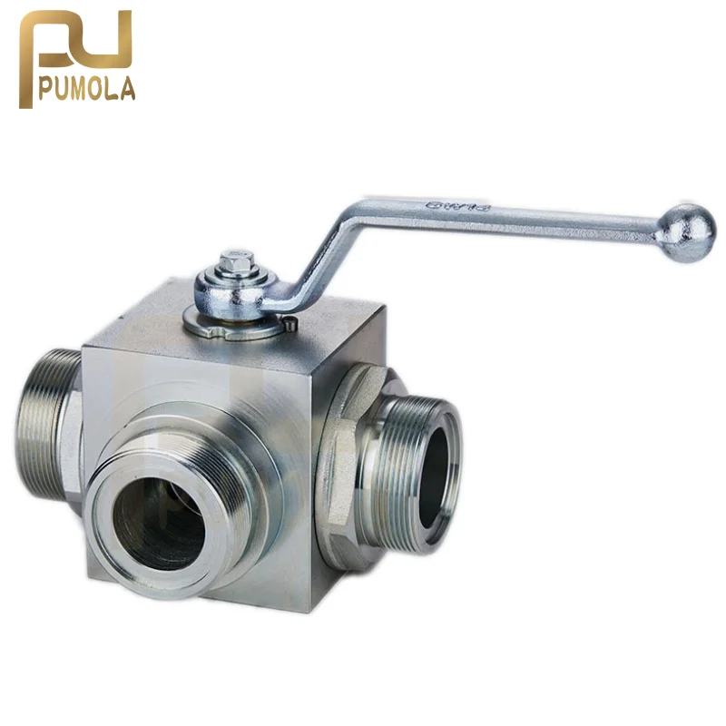 KHB3K-06/08/10/12LR NPT Connector Three-way Hydraulic Flow Diveder Pressure Regulater Ball Valve