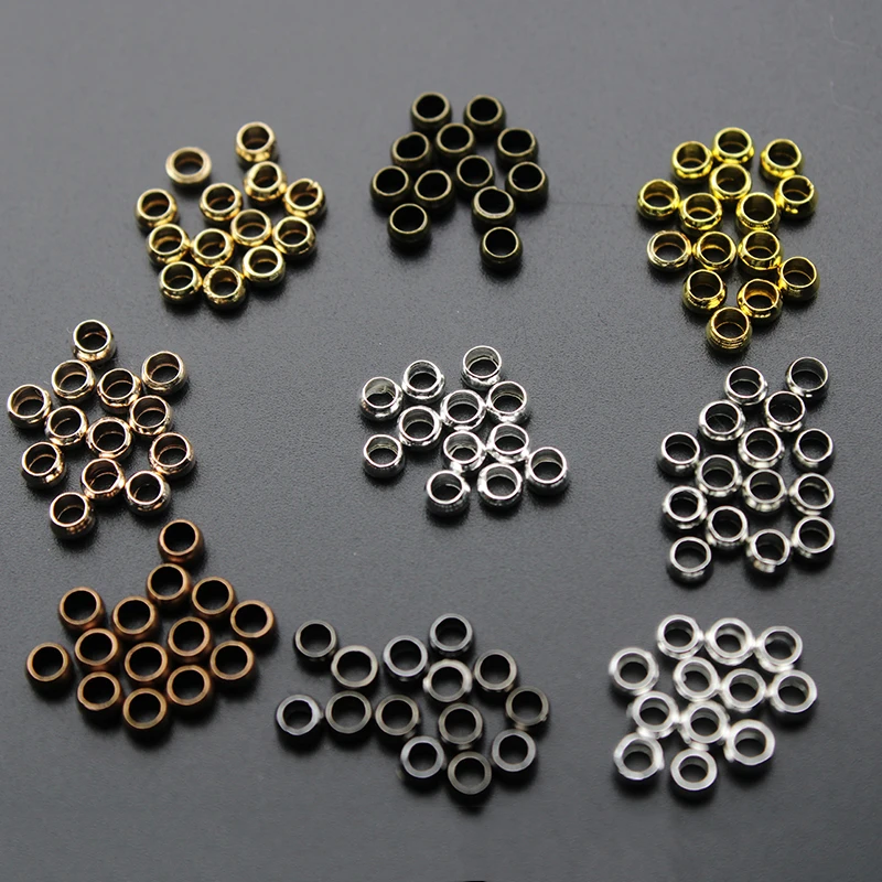 300pcs Dia 1.5 2 3 4 mm Copper Ball Crimp End Beads Stopper Spacer Beads for DIY Jewelry Making fit Necklace Findings Supplies