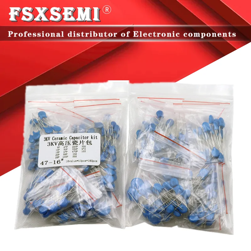 

18value*10pcs 3KV High voltage Ceramic capacitor KIT 3KV 5P 10P 15P 22P 30P 47P 56P 100P 150P 220P 330P 470P 102 222 332 472 103