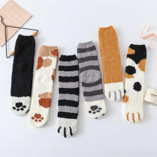 

Women Socks Lovely Cat's Paws Socks Autumn Winter Thick Warm Sleeping Floor Sleeping Women's Socks For Girls Ladies Sox