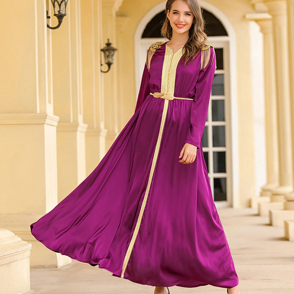 Cheap Clothing Dubai Vacation Outfit Long Sleeve Evening Dress Moroccan Kaftan Muslim Products Women's Dresses On Promotion Sale