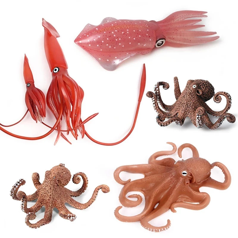 New Sale Marine Animal Model Figurines Toys Simulation Squid Octopus Jellyfish Screw PVC Action Figure Kids Educational Toy Gift