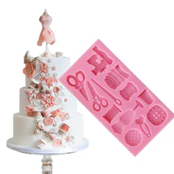 Scissors Kitchenware Tools 3D Silicone Fondant Mold for Cake Decorating Baby Tool Silicone Soap Mold Cupcake Decorations SM-306