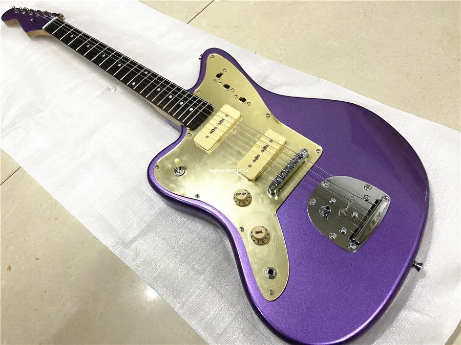 Customized version of the left hand metal purple jazz electric guitar can be customized free shipping