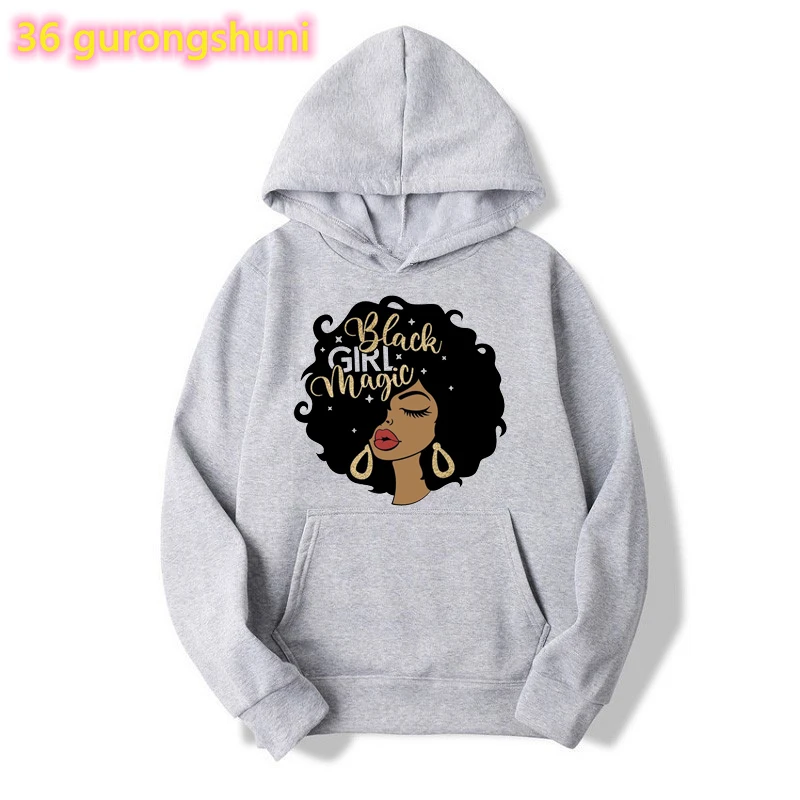 Watercolor Birthday Queen Black Girl Magic Print Pink Hoodies Women/Girls Fashion Melanin Crown Tracksuit Femme Streetwear Tops