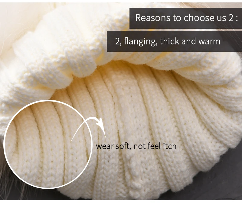 JX Watcher Winter Doppel Echtpelz Pom Pom Hut für Kinder Baby Strick mützen mit zwei Pelz Pompons Jungen Mädchen hochwertige Mütze Mütze – Detail 12