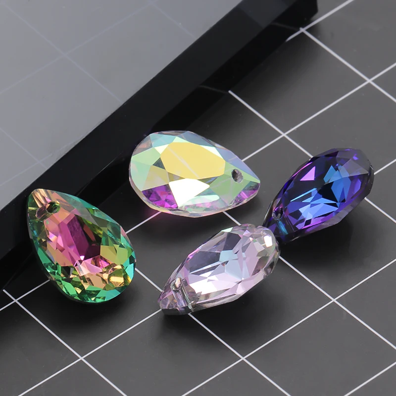 10pcs K9 Glass Teardrop Crystal Glass Pendant Top Drilled Transparent Loose Pendants Bead DIY Earring Jewelry Accessories Making