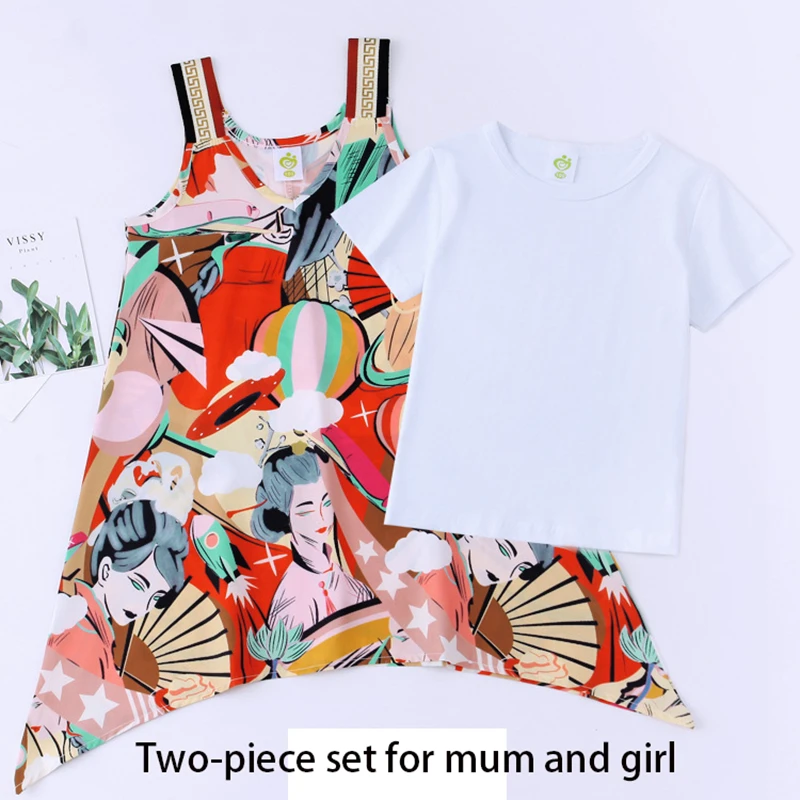 Summer Family Matching Outfits Mother Daughter Matching Dresses Two-piece Set Dad Son T-shirt+Shorts Couple Holiday Clothing Set