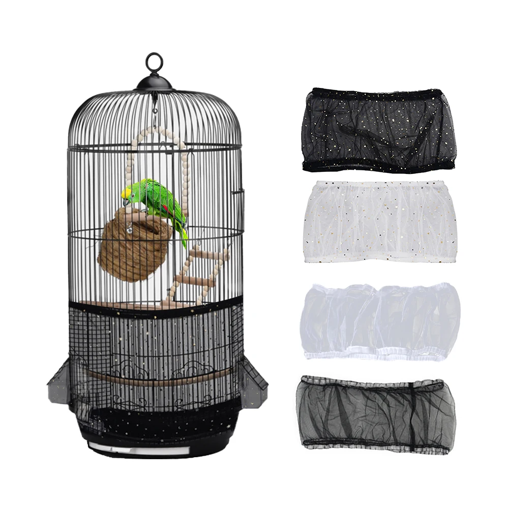 Pet Birdcage Splash-proof Gauze Round Birdcage Apron Bird Cage Cover Dust-proof Birdcage Net Can Be Tightly Adjusted Gauze Cover