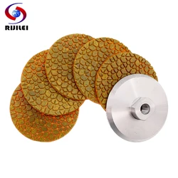 6PCS Super 4 Inch Diamond Polishing Pad Copper Bond Wet Grinding Disc For Granite Marble Concrete Floor With Backer Pad