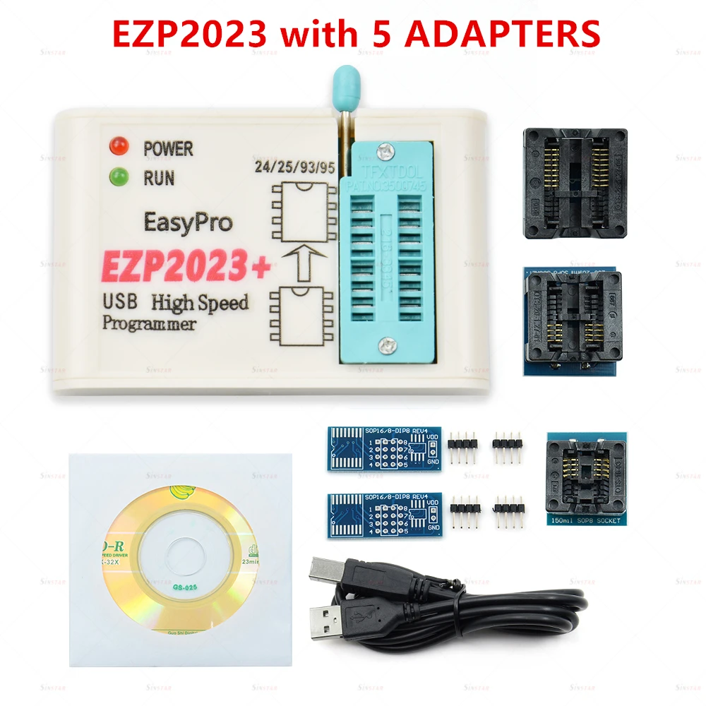 Original EZP2023 USB SPI Programmer + 12/15/18 Adapters Support 24 25 93 95 EEPROM Flash Bios for Windows Ch554T Chip with SMD