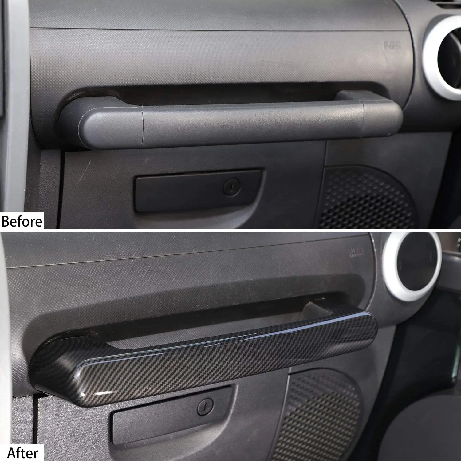 Car Co-pilot Armrest Copilot Grab Bar Carbon Fiber Handle Cover Trim Decoration For Jeep Wrangler JK 2007 2008 2009 2010