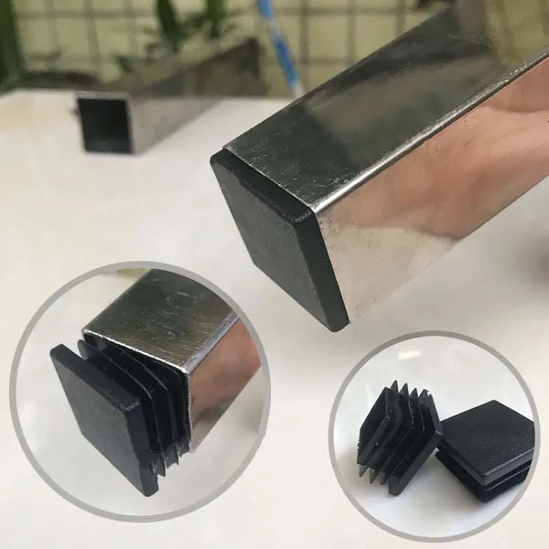 2/4/10PCS พลาสติกสีดำฝาปิดท้ายหมวกหมวกท่อใส่ปลั๊ก Bung DIY เครื่องมือ10X10มม.15X15 20X20 30X30 ~ 120x120mm