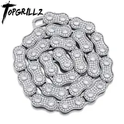 TOPGRILLZ 15mm Hip Hop Bicycle Motorcycle Chain Necklace Iced Out Zircon Necklace Fashion Jewelry For Men Women