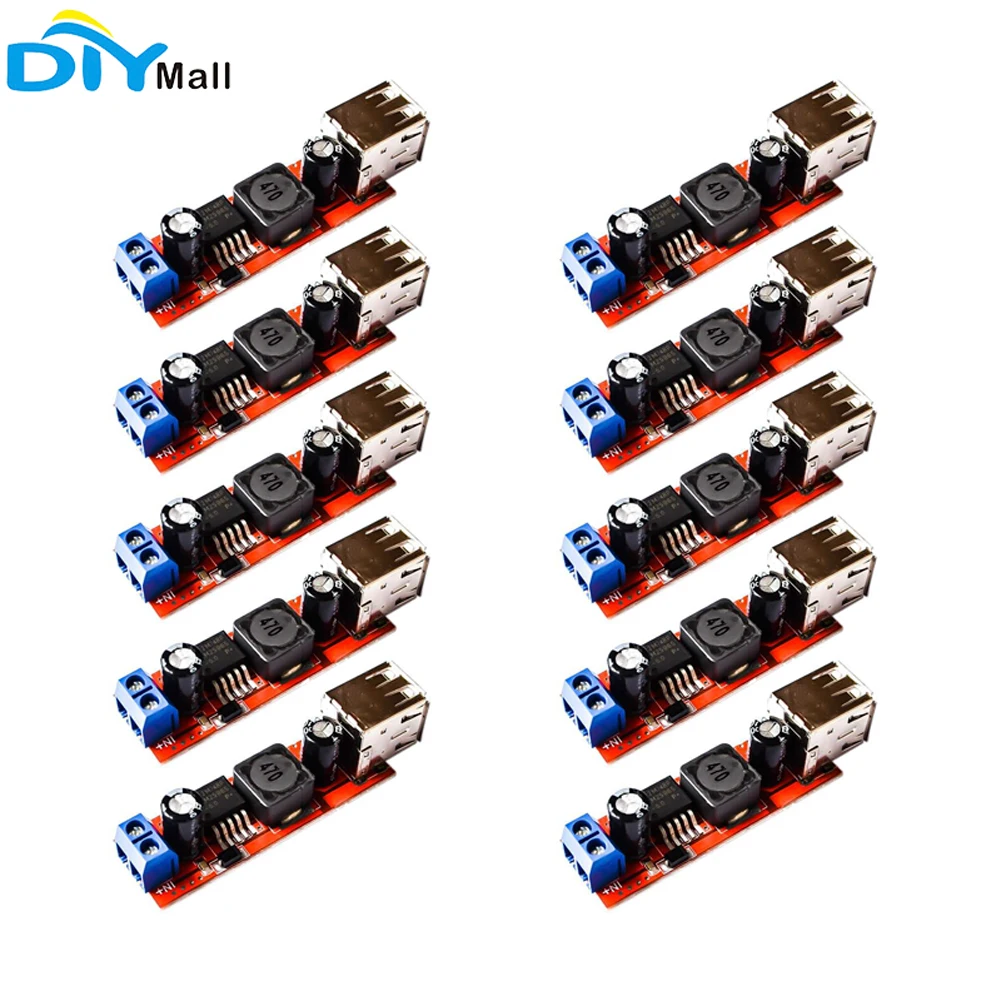 10pcs DC6V-40V a 5V doppia uscita USB 3A Step Down modulo convertitore per caricatore per auto veicolo LM2596 doppio due USB