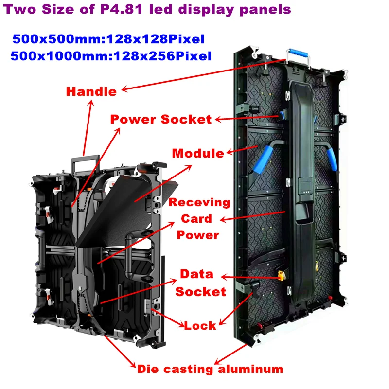 P4.81 Indoor Surface LED Sign Curve LED Panel 500X500/500x1000mm Aluminium Cabinet  Full Color LED Display Screen