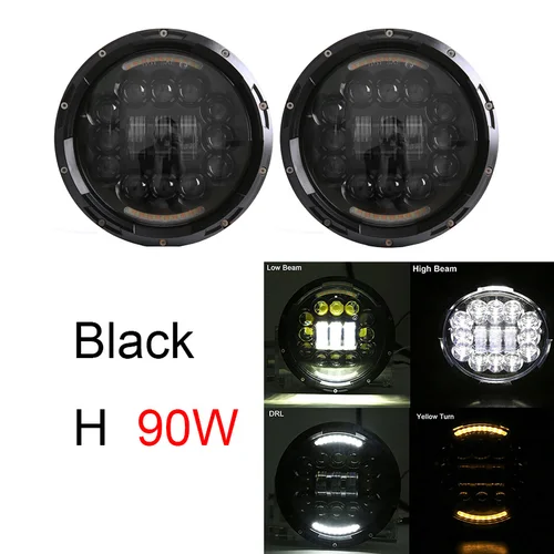 Imagen 2 del producto Faro LED de 7 pulgadas H4 Hi-Lo con Halo Angel Eyes para Lada 4x4 Urban Niva Jeep JK Land Rover Defender Hummer, 2 uds.