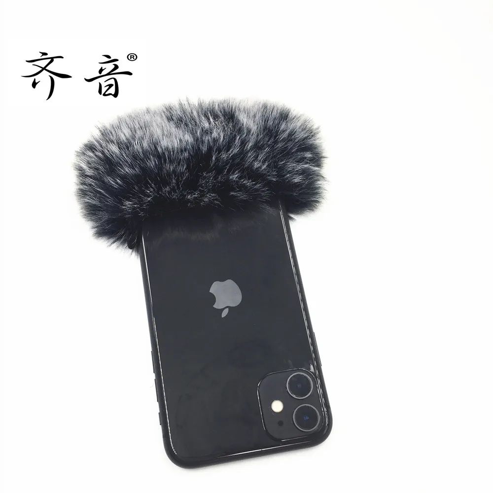 Micrófono de viento de piel Artificial para exteriores, cubierta de micrófono de grabación, parabrisas de Muff para Iphone 7, 8, X, XE, 11, 12,