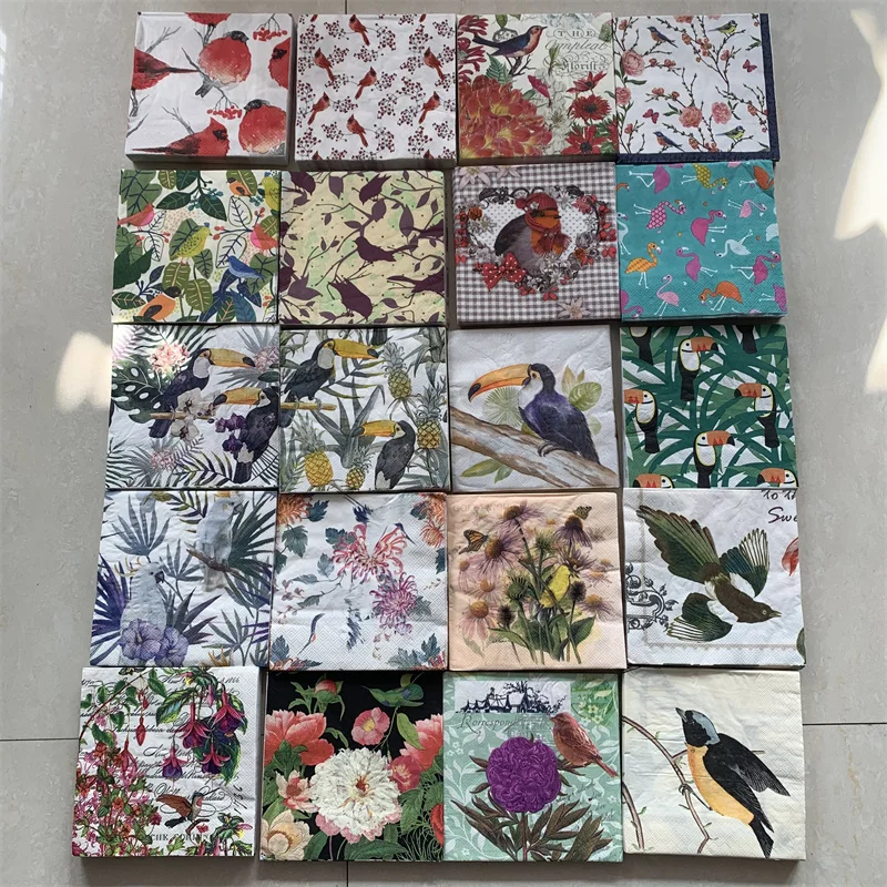 Mix 20 designs Decoupage paper napkins elegant tissue vintage towel flower butterfly bird tower birthday wedding party decor