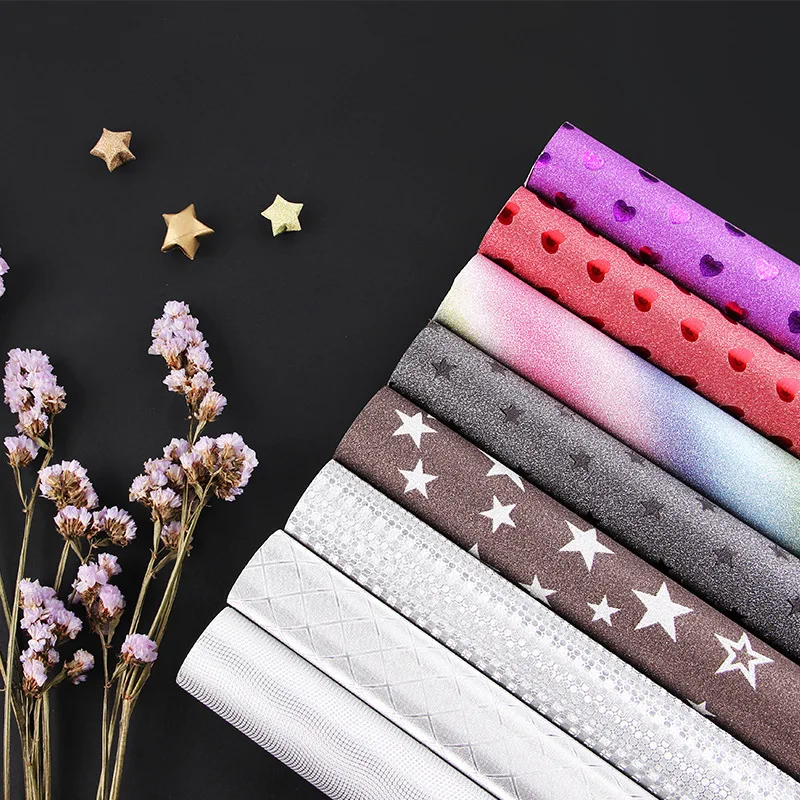 5pcs Shiny Gift Flower Wrapping Paper 50x70cm Love Pattern Background Papers For Scrapbooking Decoration Craft Papers