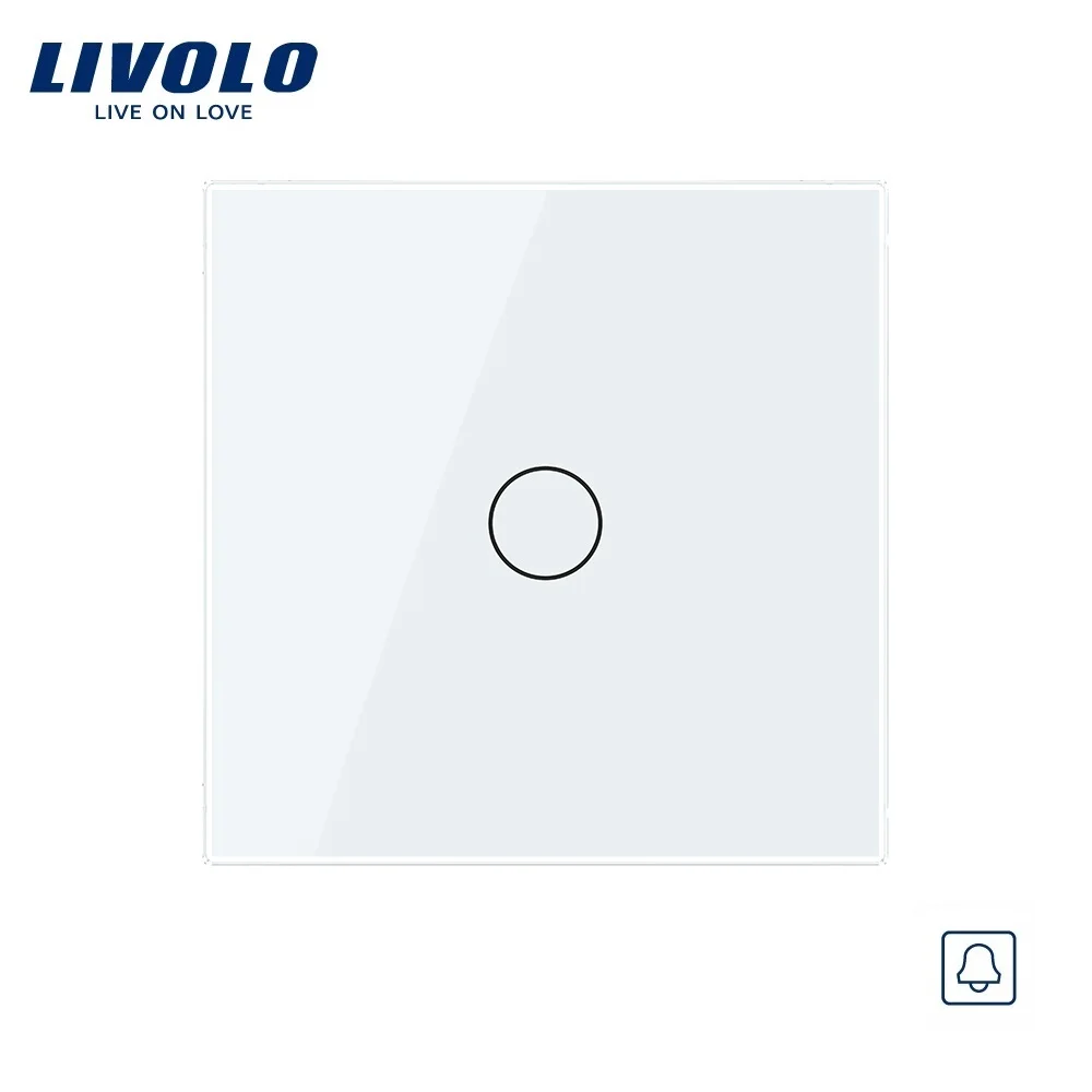 Livolo EU Standard, Door Bell Switch, Crystal Glass Switch Panel, 220~250V Touch Screen Door Bell Switch,VL-C701B-11/12/13/15