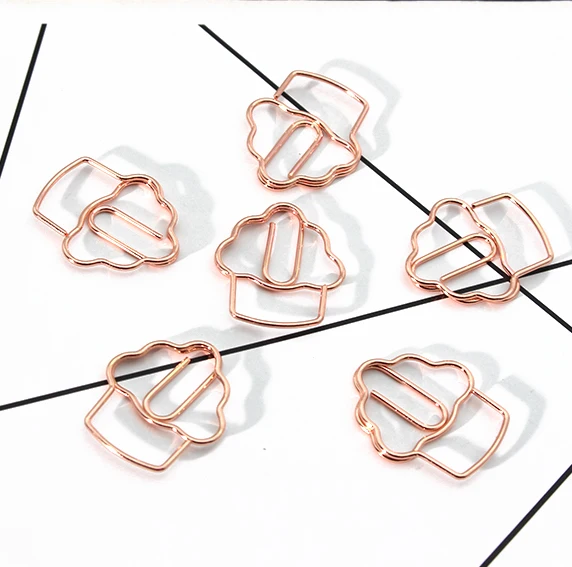 Rose Gold Ice Cream Paper Clip Cute Modeling Metal Paper Clip Badge Bookmark Paper Clips Papeleria Office Accessories Paperclips