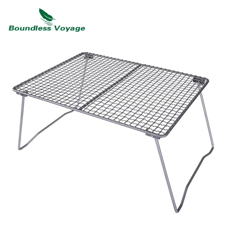 Boundless Voyage Outdoor Titanium Cookware BBQ Grill Net Camping Beach Picnic Meat Food Charcoal Barbecue Desk Tabletop