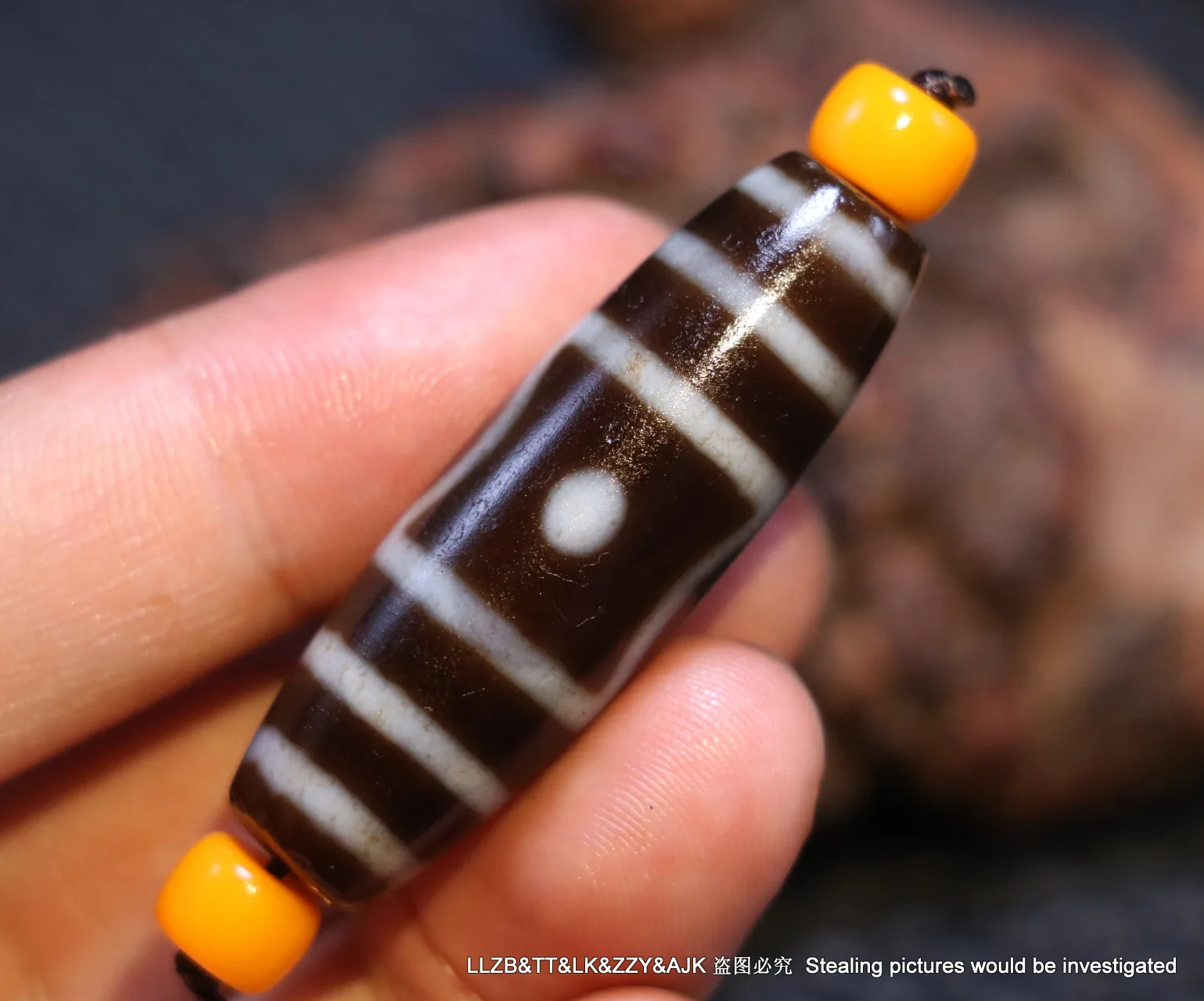

Magic Tibetan Oily Old Agate Patina heaven&earth eye in eye dZi Bead Amulet Power