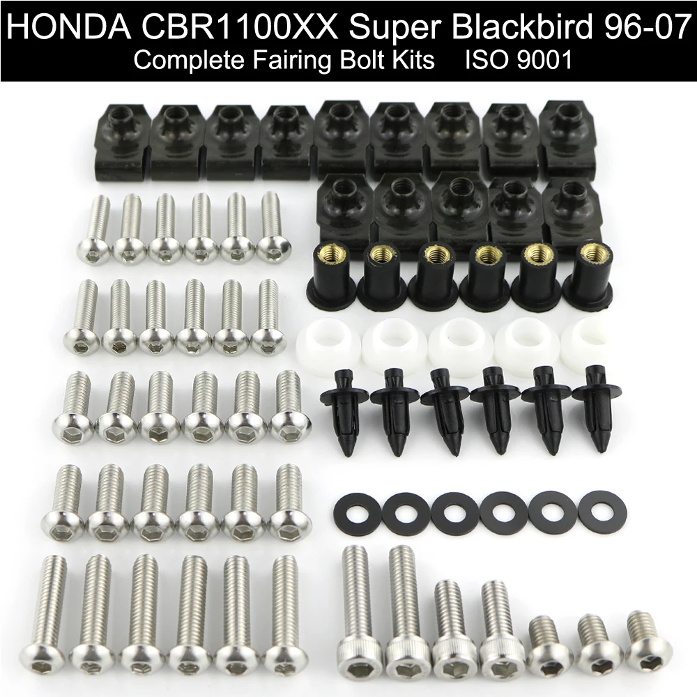 

Fit For Honda CBR1100XX 1997-1999 2000 2001 2002 2003 2004 2005 2006 2007 Complete Full Fairing Bolts Kit Screw Stainless Steel