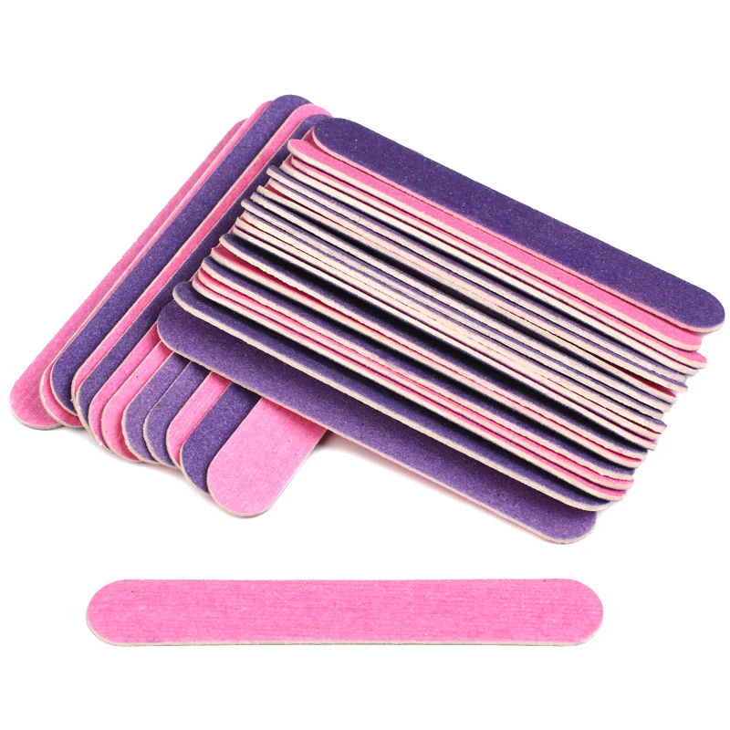 500Pcs/lots Double-side Nail Files Mini Wooden Buffers Slim Sandpaper Disposable Cuticle Remover Sanding Professional Nail  Tool