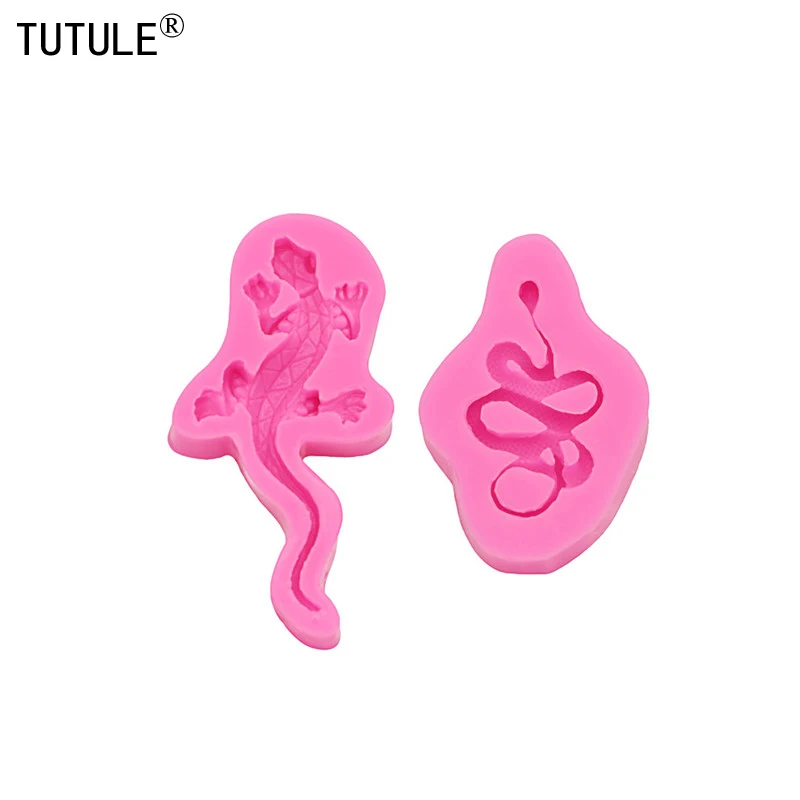gecko Lizard Flexible Mold Snake Keychain Silicone Mold Polymer Clays Resin earrings Fondant Chocolate Gum Paste Food Safe Mold