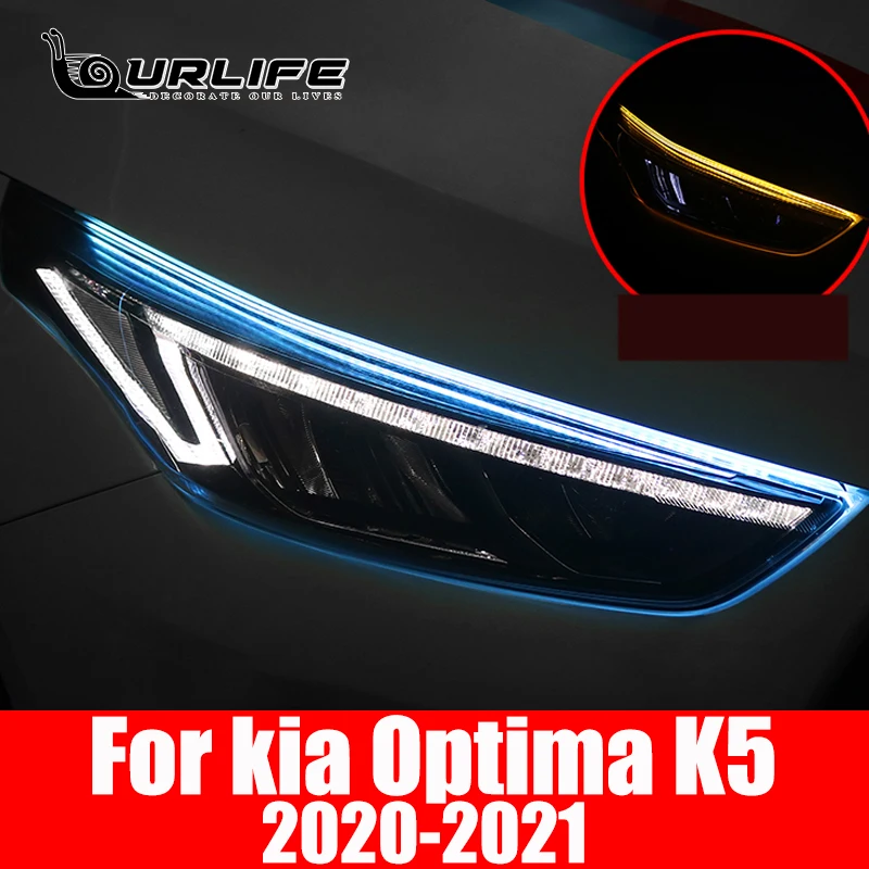 

LED Car Daytime Running Light Waterproof Strip Auto Headlights White Turn Signal Brake Lights 12V For Kia Optima K5 2020 2021