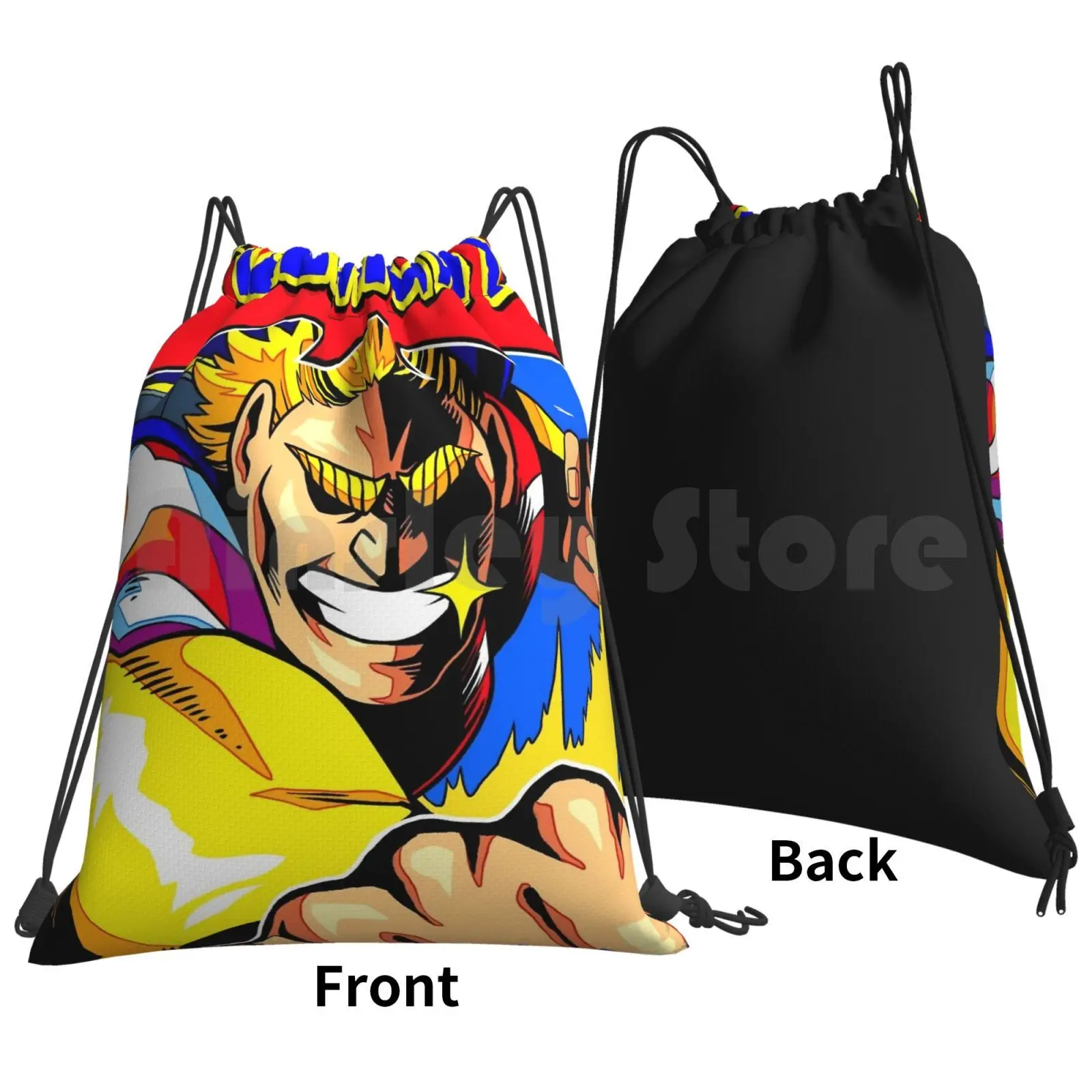 All Might Anime Poster ( With Quote Signature ) Backpack Drawstring Bag Riding Climbing Gym Bag All Might Boku No Hero