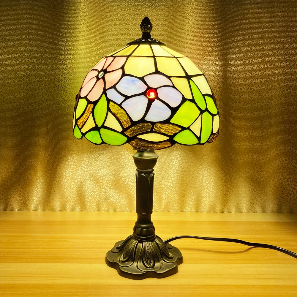 Table Lamp Tiffany Art Stained Glass Lampshade Handmade Desktop Decoration Lights Living room Bedroom Nightstand Night light