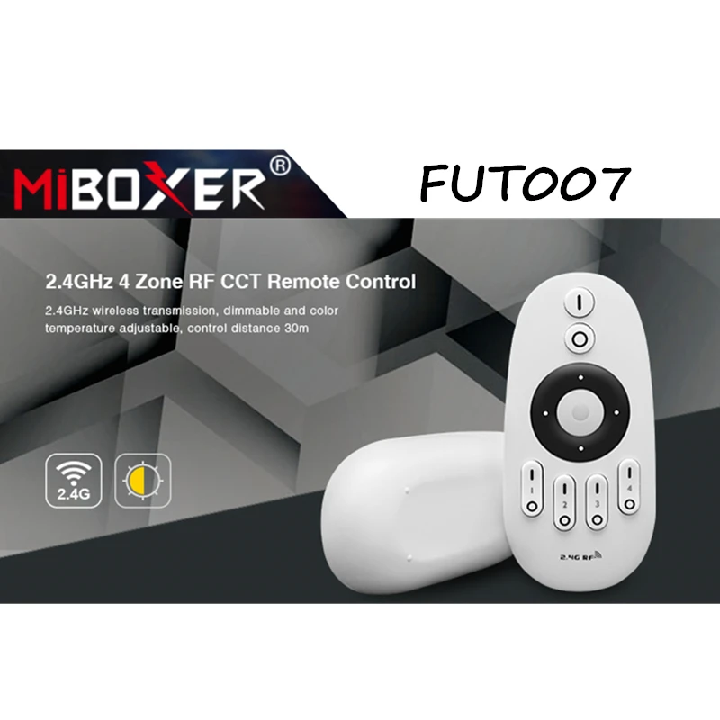 Miboxer FUT007 2.4GHz 4 Zone CCT Remote Control Led Strip 30m Led Wireless RF Remote Control for All Mi-Light CCT Series Product