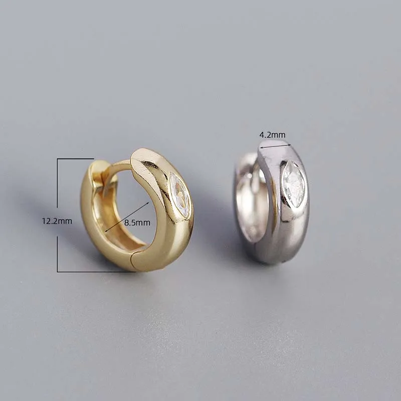 WOOZU-أقراط زركون دائرية بسيطة للنساء ، فضة إسترليني ، مجوهرات صغيرة ، هدايا أطواق ، موضة ، جديدة ، صيحات الموضة