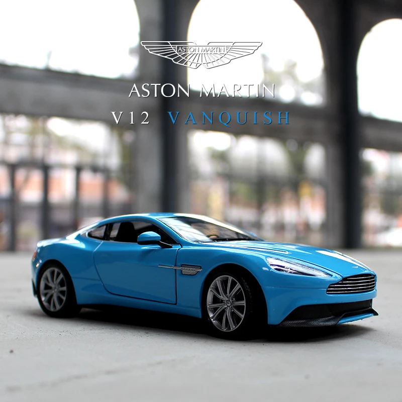 Welly1:24 Aston Martin VANQUISH blue alloy car model Diecasts & Toy Vehicles Collect gifts Non-remote control type transport toy