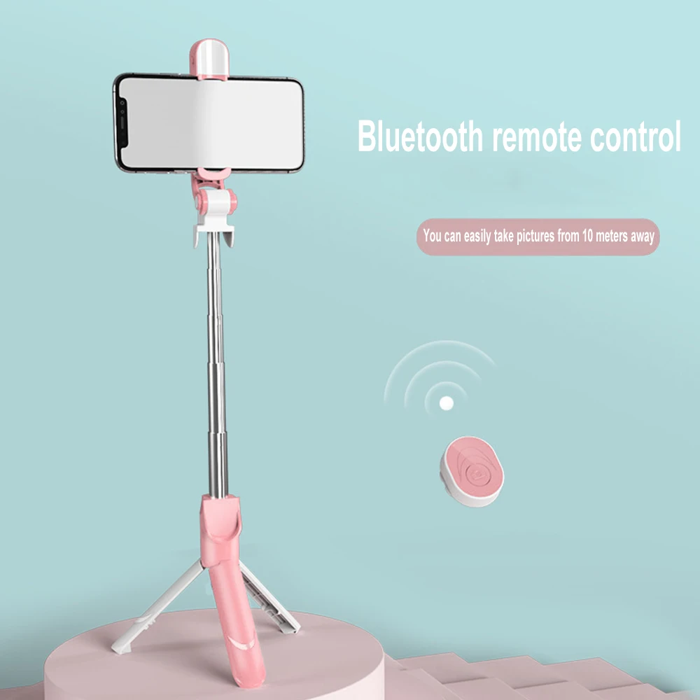 โทรศัพท์มือถือ Telescopic Selfie เติมแสงผู้ถือโทรศัพท์ขาตั้งกล้อง Handheld Gimbal Fit สำหรับ Live/Vlog/วิดีโอ