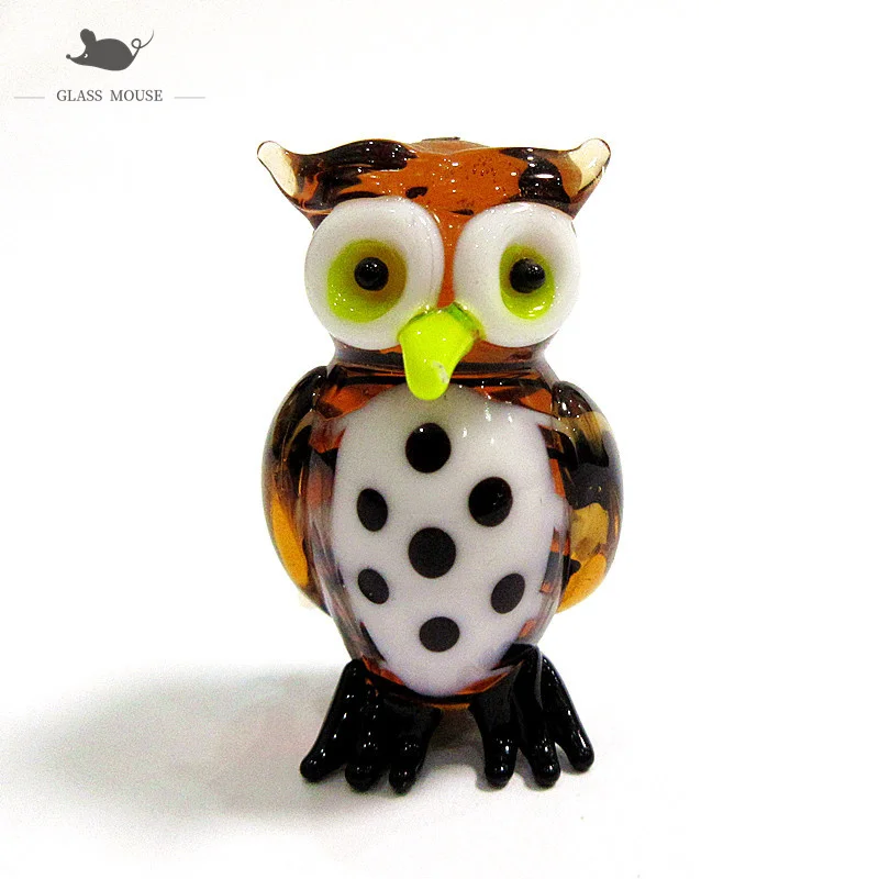 

Mini Murano Glass Owl Decorative Figurine Home Garden Decor Accessories Holiday Gift For Kid Cute Handmade Glass Animal Ornament