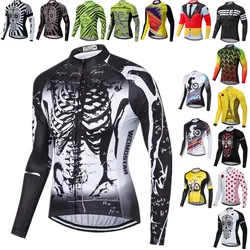 Weimostar Skeleton Men's Cycling Jersey Long Sleeve Autumn MTB Bike Jersey Pro Bicycle Jacket Breathable Cycling Clothing Tops