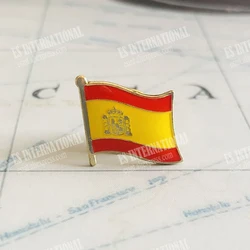 Spain National Flag Crystal Epoxy Metal Enamel Badge Brooch Collection Souvenir Gifts Lapel Pins Accessories Size1.6*1.9cm