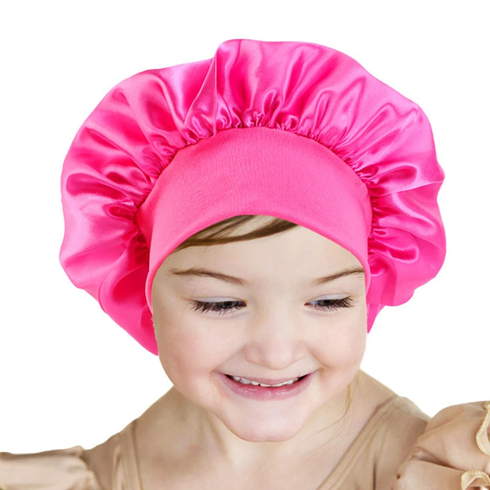 8 Kleuren Baby Unisex Bad Douche Caps Effen Kleur Elastische Brede Rand Slapen Motorkap Hoed Voor Kleine Meisjes Jongens Tieners