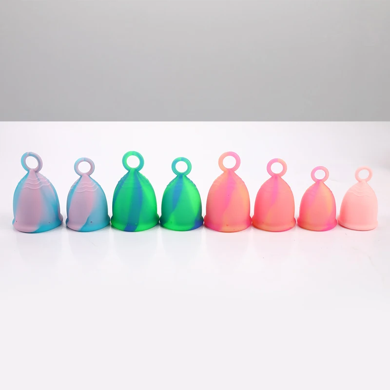 1PC Colorful Women Cup With Ring Medical Grade Silicone Menstrual Cup Feminine Hygiene Menstrual Lady Cup Health Care Period Cup