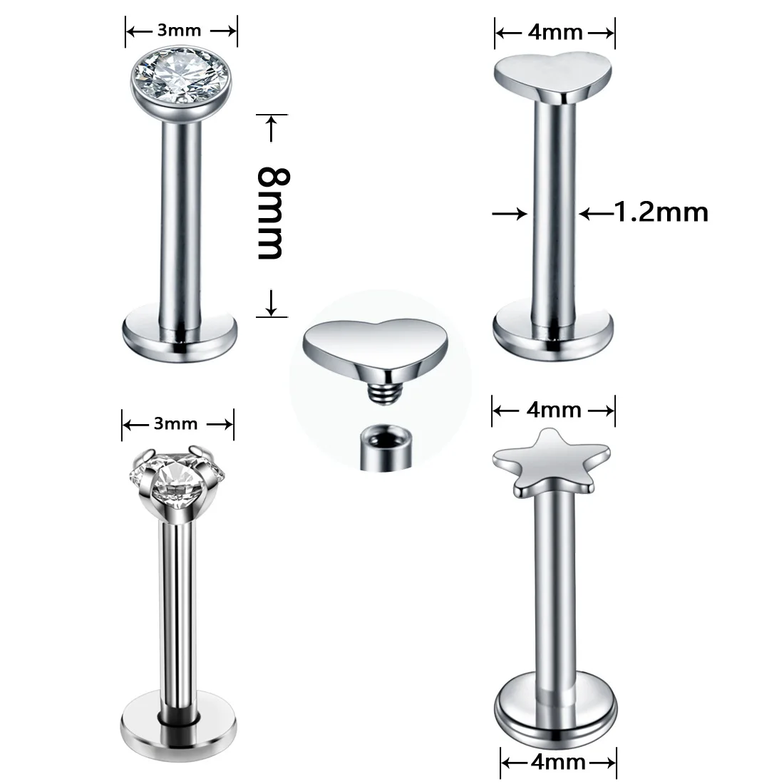 Crystal Labret Piercing Set Tragus Earring Lot