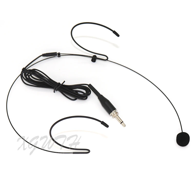 Preto fone de ouvido microfone cabeça vestindo fone de ouvido sobre a orelha headworn mic para o sistema sem fio bodypack transmissor 3.5mm mono masculino