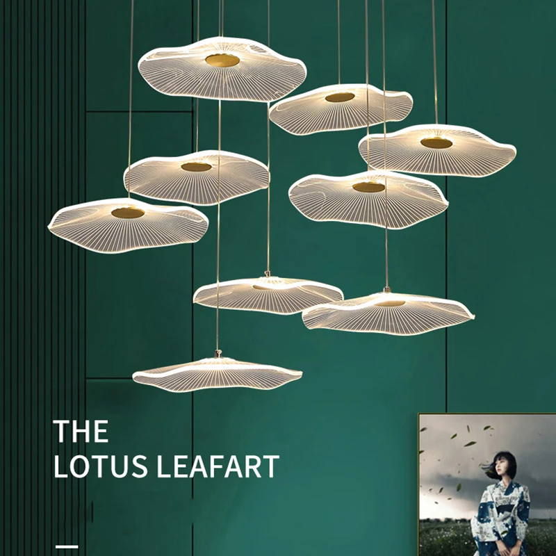 

Modern Lotus Leaf Chandeliers Pendant Lights Nordic Luxury Lamp For Living Room Dining Room Staircase Villa Attic Chandelier